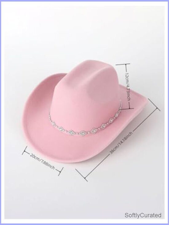 Western Cowboy Hat with Rhinestone Decor Wide Brim main image 6